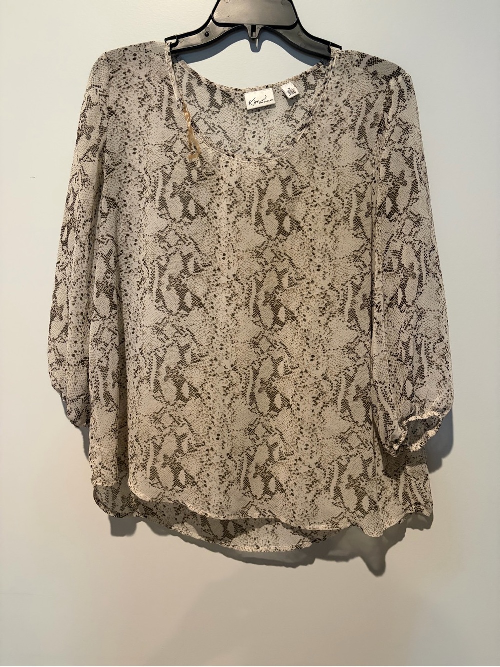 Kim Rogers Taupe Snake Print Blouse - Lightweight Women's Top
